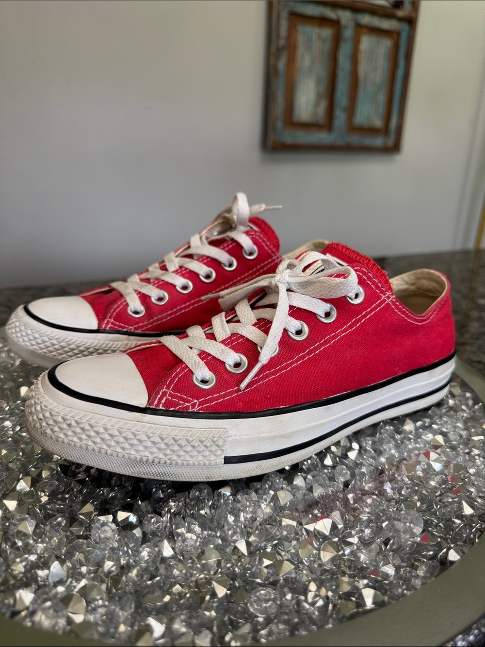 Converse all star Red Low Top canvas Sneakers 7 - Picture 3 of 14